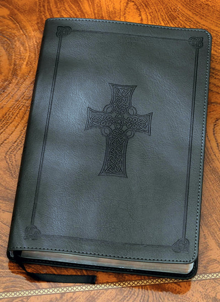 Celtic Cross Bible in Charcoal