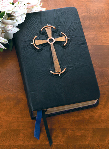Hand Bound Leather Bible with Celtic Cross
