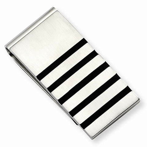 Brushed Stainless Steel Money Clip with Rubber Accents