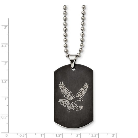 Stainless Steel Eagle Dog Tag Black