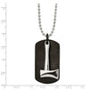 Stainless Steel Brushed And Polished Black Axe DogTag Necklace